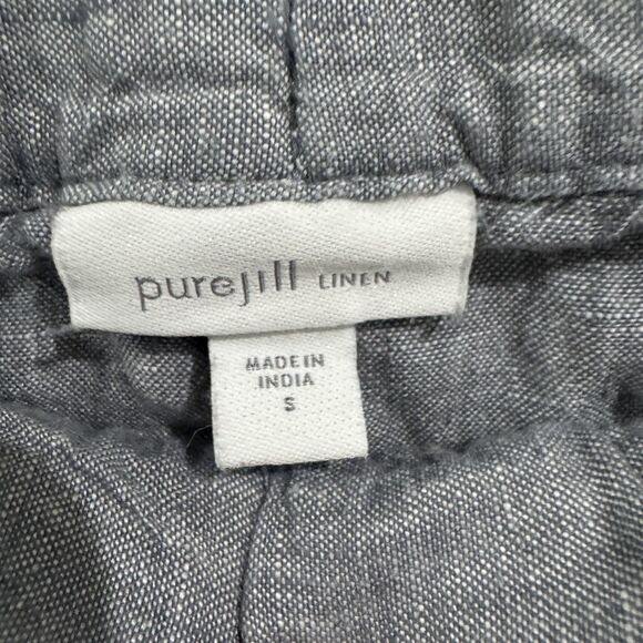 Pure Jill Pants Women's Small Blue Straight Leg Pull On Lightweight Linen Roll - Picture 3 of 9